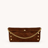 Hammitt Invitation Clutch in Chocolate Diamond Suede