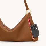 Hammitt  Kyle in Mahogany Pebble Brushed Gold Red Zip