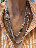 Simon Sebbag Long Sterling Silver and Grey Pearl Necklace