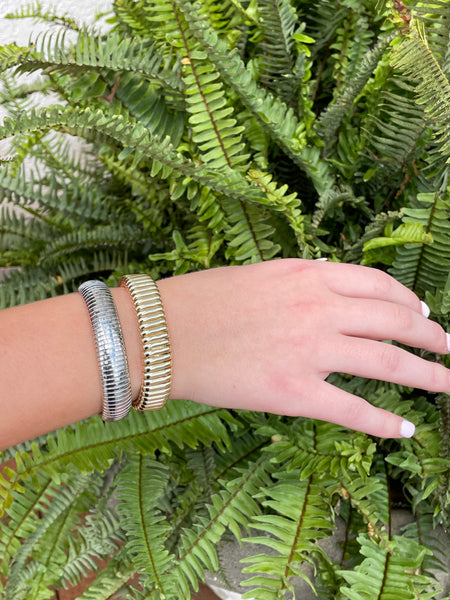 Iishii Designs Metal Ribbed Flexible Cuff Bracelet