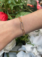 Elizabeth and Rose Delicate CZ Accent Paperclip Link Bracelet