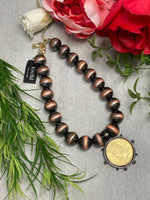 Yochi Gigi Vintage Bead and Coin Pendant Statement Necklace