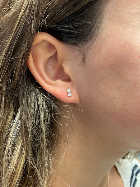 Elizabeth and Rose 18K Gold Filled Double CZ Stud Earrings