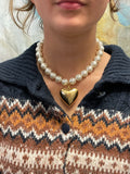 Yochi Gigi Bead and Puffy Heart Statement Necklace