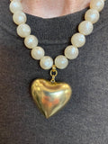 Yochi Gigi Bead and Puffy Heart Statement Necklace