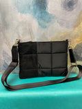 Chinese Laundry Daisy Faux Leather and Suede Quilted Puffer Wristlet/Crossbody Handbag