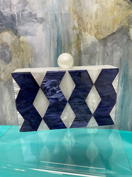 Shiver + Duke Acrylic Box Clutch with Zigzag Accent