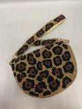 Tiana Designs Beaded Half-Moon Metallic Cheetah Handbag