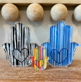 Margo Rebecca Acrylic Large Hamsa in Black and White Drip