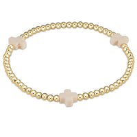 Enewton Extends Signature Cross Gold Pattern 3mm Bead Bracelet - Off White