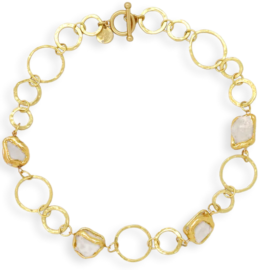 Karine Sultan Short Circle Link and Framed Quartz Necklace