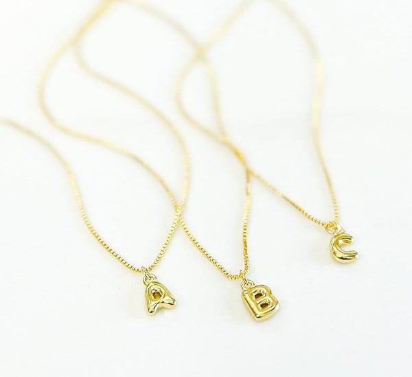 Iishii Designs Gold Bubble Initial Necklace