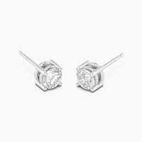 Unmined Lab-Grown Diamonds - 1.0 Ct Four Prong Stud Earrings