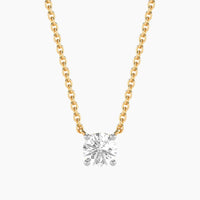 Unmined Lab-Grown Diamonds - 0.50 Ct Round Diamond Solitaire Necklace Gold