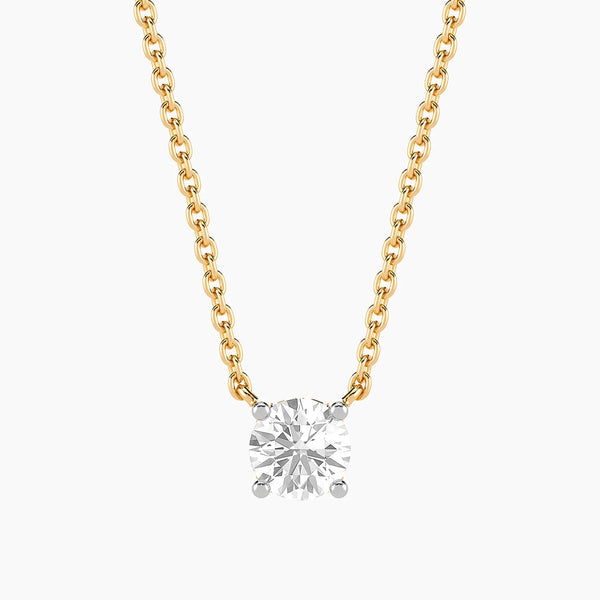 Unmined Lab-Grown Diamonds - 0.50 Ct Round Diamond Solitaire Necklace Gold