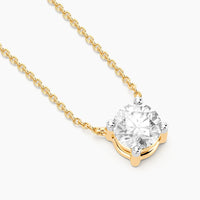 Unmined Lab-Grown Diamonds - 0.50 Ct Round Diamond Solitaire Necklace Gold
