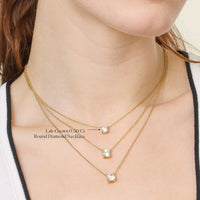 Unmined Lab-Grown Diamonds - 0.50 Ct Round Diamond Solitaire Necklace Gold