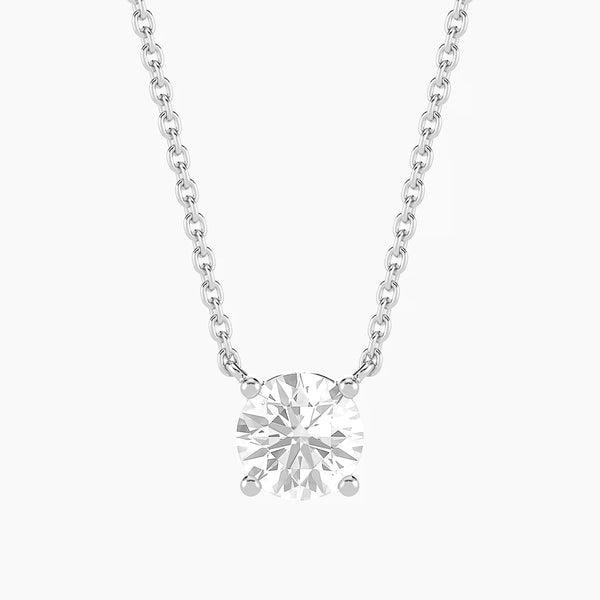 Unmined Lab-Grown Diamonds - 1.0 Ct Round Diamond Solitaire Necklace