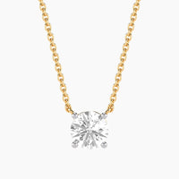 Unmined Lab-Grown Diamonds - 1.0 Ct Round Diamond Solitaire Necklace Gold