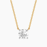 Unmined Lab-Grown Diamonds - 1.0 Ct Round Diamond Solitaire Necklace Gold