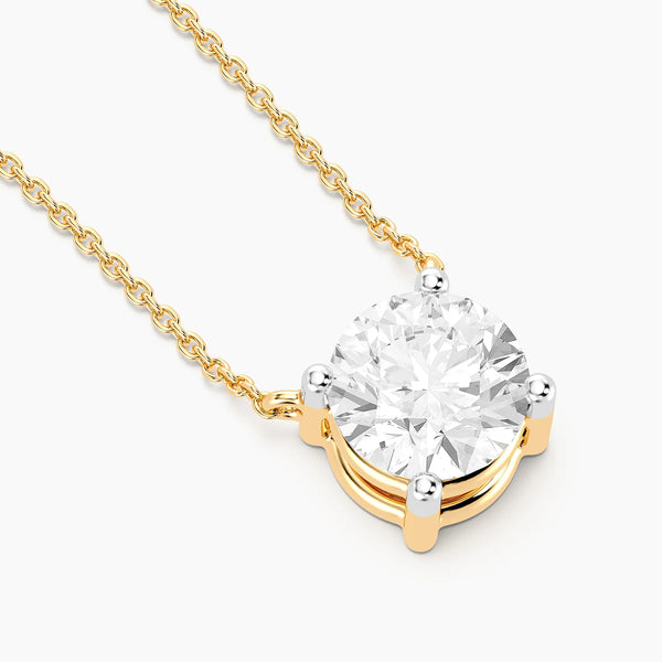 Unmined Lab-Grown Diamonds - 1.0 Ct Round Diamond Solitaire Necklace Gold