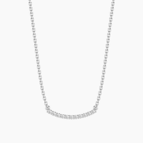 Unmined Lab-Grown Diamonds - 0.11 Ct Jewel Bar Pendant Necklace in Silver