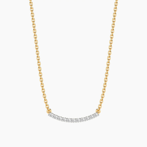 Unmined Lab-Grown Diamonds - 0.11 Ct Jewel Bar Pendant Necklace Gold