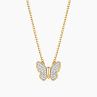 Unmined Lab-Grown Diamonds - Classic Butterfly Pendant Necklace Gold