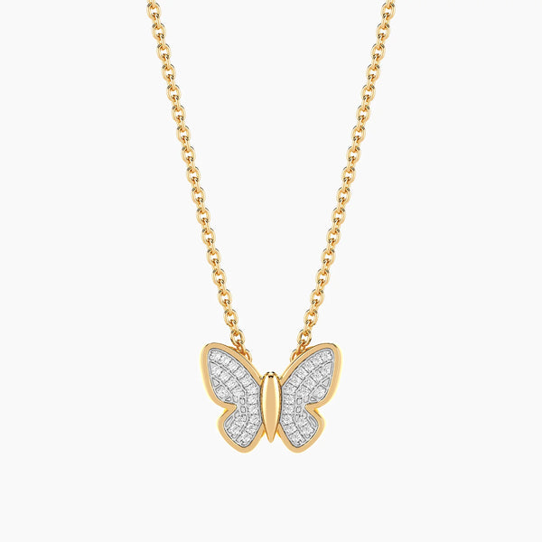 Unmined Lab-Grown Diamonds - Classic Butterfly Pendant Necklace Gold