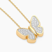 Unmined Lab-Grown Diamonds - Classic Butterfly Pendant Necklace Gold