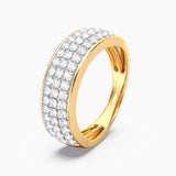 Unmined Lab-Grown Diamonds -  Bezel Bold Triple Row Ring in Gold
