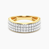Unmined Lab-Grown Diamonds -  Bezel Bold Triple Row Ring in Gold
