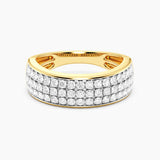 Unmined Lab-Grown Diamonds -  Bezel Bold Triple Row Ring in Gold