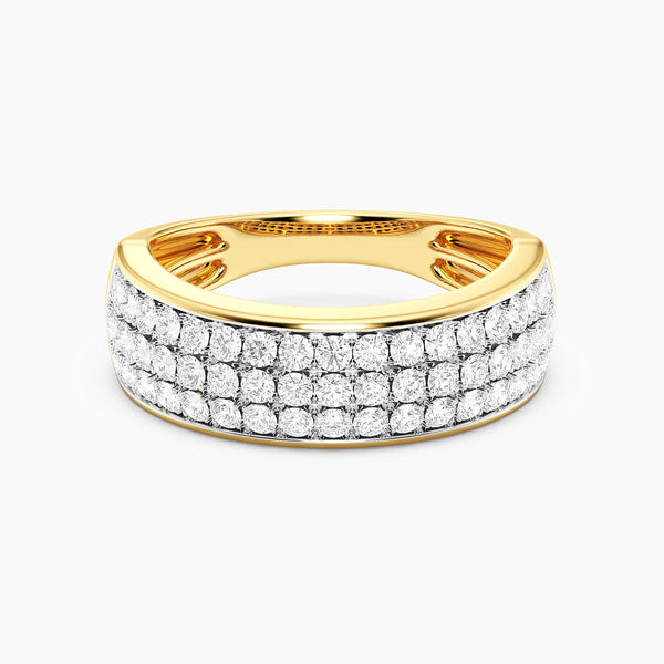 Unmined Lab-Grown Diamonds -  Bezel Bold Triple Row Ring in Gold