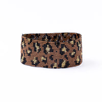 Ink + Alloy Brooklyn Cheetah Print Beaded Stretch Bracelet Mocha