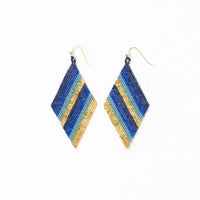 Ink + Alloy Frida Diagonal Ombre Stripes Beaded Earrings in Blue