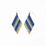 Ink + Alloy Frida Diagonal Ombre Stripes Beaded Earrings in Blue