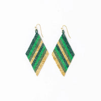 Ink + Alloy Frida Diagonal Ombre Stripes Beaded Earrings in Green