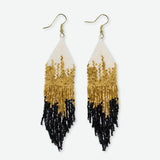 Ink + Alloy Claire Ombre Beaded Fringe Earrings Black