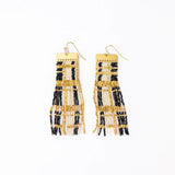 Ink + Alloy Mckenzie Brass Bar Long Fringe Earrings Black + Gold
