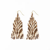 Ink + Alloy Delilah Zebra Print Beaded Fringe Earrings Bronze + Ivory