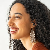 Ink + Alloy Delilah Zebra Print Beaded Fringe Earrings Bronze + Ivory
