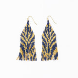 Ink + Alloy Delilah Zebra Print Beaded Fringe Earrings Navy + Gold