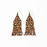 Ink + Alloy Delilah Cheetah Print Beaded Fringe Earrings Mocha, Black, + Gold