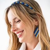 Ink + Alloy Frida Diagonal Ombre Stripes Beaded Earrings in Blue