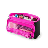 Kusshi Neoprene Collection Large Train Case in Black with Hot Pink