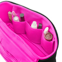 Kusshi Neoprene Collection Large Train Case in Black with Hot Pink