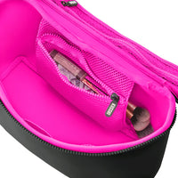 Kusshi Neoprene Collection Large Train Case in Black with Hot Pink