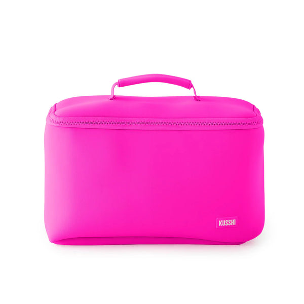 Kusshi Neoprene Collection Large Train Case in Pink with Indigo