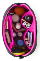 Kusshi Neoprene Collection Makeup Bag in Black with Hot Pink